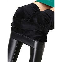 Women's Leather Pants Tights Pants Trousers Faux Leather Fleece lined Black High Waist Fashion Streetwear Street Daily Daily Wear Full Length Comfort Plain S M L XL XXL Lightinthebox - thumbnail