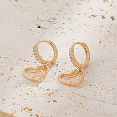 Women's Zircon Drop Earrings Fine Jewelry Classic Heart Precious Stylish Simple Earrings Jewelry White  Gold For Gift Festival 1 Pair Lightinthebox