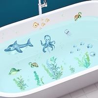 6Pcs Anti Slip Bathtub Stickers, Shark Seaweed Octopus Pattern Stickers, Bathroom Stickers, Waterproof Frosted Bathtub Stickers. miniinthebox - thumbnail