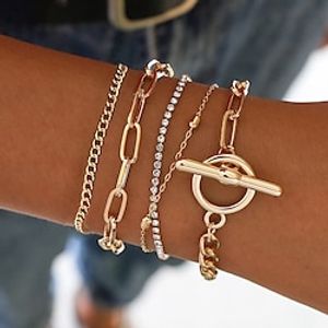 Jewelry Minimalist Geometric Ot Buckle Versatile Bracelet For Women's Creative Mix And Match Diamond Bead Multi-layer Bracelet Lightinthebox