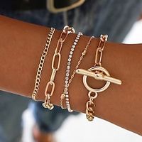 Jewelry Minimalist Geometric Ot Buckle Versatile Bracelet For Women's Creative Mix And Match Diamond Bead Multi-layer Bracelet Lightinthebox - thumbnail