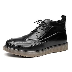 Men's Boots Brogue Dress Shoes British Style Plaid Shoes Fashion Boots Casual British Daily PU Comfortable Slip Resistant Booties  Ankle Boots Lace-up Black Fall Winter Lightinthebox
