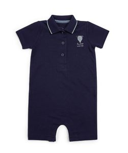 Pique Shortie Romper - Navy