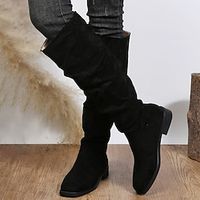 Women's Slip-Ons Winter Boots Outdoor Daily Over The Knee Boots Flat Heel Round Toe Fashion Casual Nylon Loafer Black Khaki Lightinthebox - thumbnail