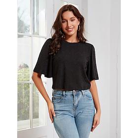 Casual Jacquard Bell Sleeve Tee