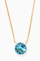 "M" Blue Topaz Long Necklace in 18kt Yellow Gold - thumbnail