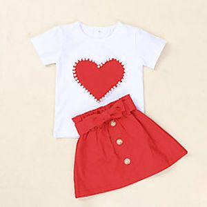 [18m-5y]girls love pearl short-sleeved t-shirt solid color skirt set Lightinthebox