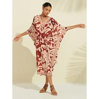 Boho Paisley Print V Neck Midi Kaftan