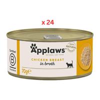 Applaws Chicken Breast in Broth Wet Cat Food Tin 70g Pack Of 24