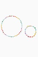 Flower Patch Necklace & Bracelet Set in Enamel & Gold-plated Brass Flower Patch Necklace & Bracelet Set in Enamel & Gold-plated Brass