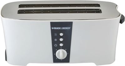 Black+Decker 1350W 4 Slice cool touch Toaster with Electronic Browning Control White ET124-B5