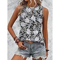 Women's Tank Top Vest Animal Black Sleeveless Crew Neck Summer Lightinthebox - thumbnail