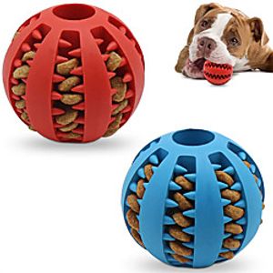 Dog Toy Ball Non-Toxic bite-Resistant Natural Elastic Rubber Ball 2 Pack Small and Medium Interactive Dog Toys pet Food Treatment feeders Chewing Teeth Cleaning Balls IQ Training Balls miniinthebox