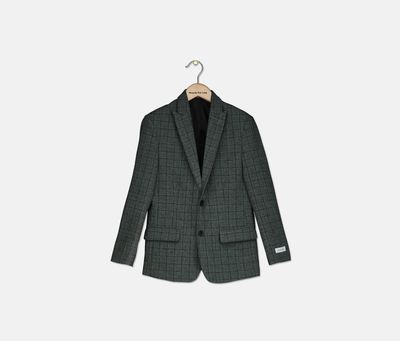 Big Boys Stretch Windowpane Suit Jacket Deep Black Big Boys Stretch Windowpane Suit Jacket Deep Black