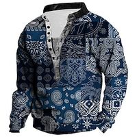 Men's Unisex Sweatshirt Pullover Tribal Graphic Prints Print Casual Daily Sports 3D Print Streetwear Designer Hoodies Sweatshirts  Long Sleeve Royal Blue Brown Lightinthebox - thumbnail
