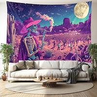 Skull Cowboy Desert Hanging Tapestry Wall Art Large Tapestry Mural Decor Photograph Backdrop Blanket Curtain Home Bedroom Living Room Decoration Pink Landscape Lightinthebox - thumbnail