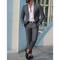 Black Burgundy Gray Men's Wedding Homecoming Suits Solid Colored 2 Piece Fashion Daily Business Plus Size Single Breasted Two-buttons 2024 miniinthebox