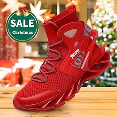 Men's Sneakers Flyknit Shoes Running Walking Sporty Casual Outdoor Daily Mesh Tissage Volant Breathable Mid-Calf Boots Lace-up Black White Red Spring Fall Lightinthebox