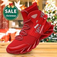 Men's Sneakers Flyknit Shoes Running Walking Sporty Casual Outdoor Daily Mesh Tissage Volant Breathable Mid-Calf Boots Lace-up Black White Red Spring Fall Lightinthebox - thumbnail