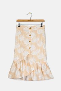 Girls Printed Maxi Skirt  Beige/White