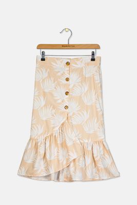 Girls Printed Maxi Skirt  Beige/White