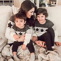 Family Sweatshirt Cotton Star Casual Light Blue Gray Long Sleeve Daily Matching Outfits Lightinthebox - thumbnail