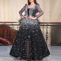 Women's Party Dress Sequin Dress Long Dress Maxi Dress Black Long Sleeve Polka Dot Sequins Winter Fall Crew Neck Party Stylish Elegant Party Halloween Fall Dress 2022 S M L XL XXL / Winter Dress miniinthebox - thumbnail