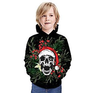 Kids Boys' Hoodie  Sweatshirt Long Sleeve Skulls Graphic Unisex Print Black Children Tops Summer Active Halloween Regular Fit 3-13 Years miniinthebox