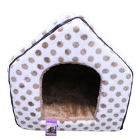 Coco Kindi brown dotted Washable Fur House with Zip L - For Dogs & Cats