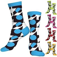 Men's Women's Socks Compression Socks Cycling Socks Funny Socks Novelty Socks Bike  Cycling Breathable Anatomic Design Wearable 1 Pair Geometric Cotton Yellow Red Blue S M L Lightinthebox - thumbnail