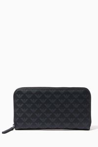 Eagle Monogram Zip-Around Leather Wallet