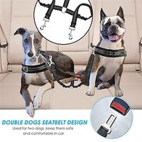 Double Dog Car Seat Belt Elasticity Extention Reflective Stripe Adjustable Vehicle Travel Accessories Safety Leash for Two Pets Lightinthebox - thumbnail
