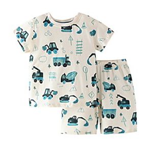 Kids Boys' Clothing Set 2 Pieces Short Sleeve White Print Crane Print Indoor Outdoor Casual Daily Regular 2-8 Years miniinthebox