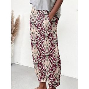 Women's Chinos Pants Trousers Long Faux Linen Pocket Vintage Street Daily Wear Red Blue S M Spring Lightinthebox