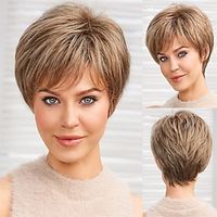 Short Blonde Brown Wigs for Women Memory Fiber Simulated Human Hair Pixie Curly Wig With Bang,Natural Daily Use Hair(Color JR14#) Lightinthebox - thumbnail