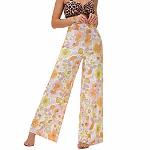 Women's High Waist Yoga Pants Wide Leg Pants Bottoms Quick Dry Moisture Wicking Light Yellow Yellow Pink Zumba Yoga Fitness Winter Summer Sports Activewear Stretchy Loose  Athletic  Athleisure Lightinthebox