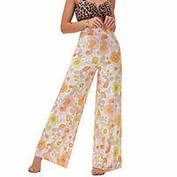 Women's High Waist Yoga Pants Wide Leg Pants Bottoms Quick Dry Moisture Wicking Light Yellow Yellow Pink Zumba Yoga Fitness Winter Summer Sports Activewear Stretchy Loose  Athletic  Athleisure Lightinthebox - thumbnail