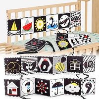 12 Page Double-sided Black And White Bed Cover Book Chewable And Durable Baby Cloth Book Early Education Toys Lightinthebox