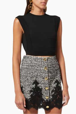Crop Top in Monogram Motif Viscose Knit Crop Top in Monogram Motif Viscose Knit