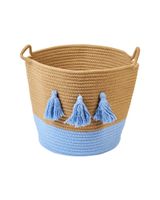 Homesmiths Cotton Rope Basket Upper Mouth Natural & White Dia30 x H30 cm By Homesmiths