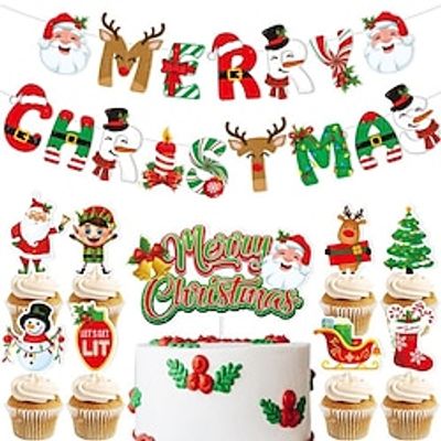 Christmas Decoration Flag Banner Christmas Children'S Party Cake Insertion Plugin Lightinthebox