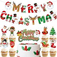 Christmas Decoration Flag Banner Christmas Children'S Party Cake Insertion Plugin Lightinthebox - thumbnail