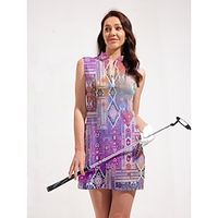 Women's Golf Dress Violet Sleeveless Floral Ladies Golf Attire Clothes Outfits Wear Apparel Lightinthebox