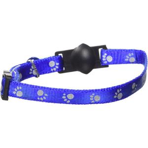 Aspen Pet Breakaway Cat Collar Reflective Paw 3/8" Royal Blue