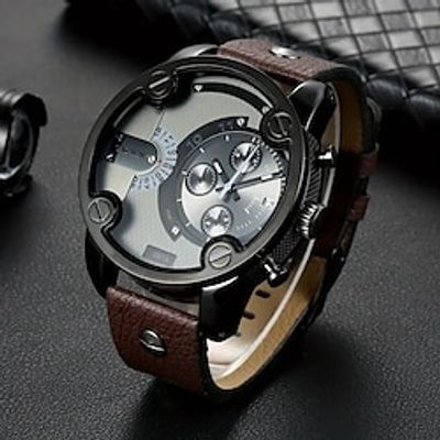 Men's Watch Fashion Casual Large Dial Leather Strap Date Men's Watch miniinthebox