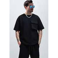 Men's T-shirt Suits Shorts and T Shirt Set Solid Color Crew Neck Daily Wear Vacation Short Sleeves Pocket 2 Piece Clothing Apparel Gymnatics Casual Lightinthebox