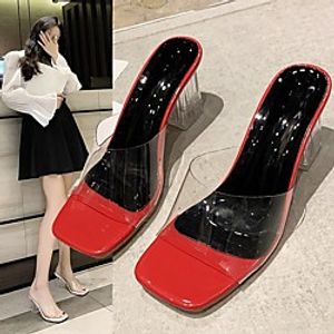 Women's Sandals High Heel Peep Toe PU Solid Colored Almond Black Yellow Lightinthebox