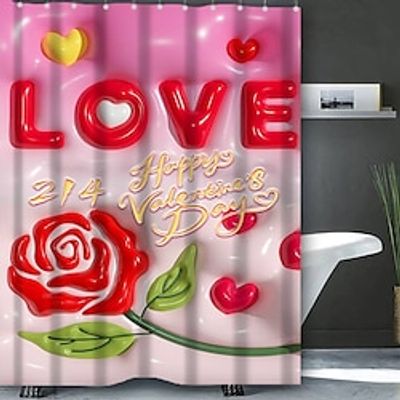 Valentine's Day Bathroom Deco 4 Pcs Shower Curtain Set Bathroom Sets Modern Home Bathroom Decor with Bath Mat U Shape and Toilet Lid Cover Mat and 12 Hooks Lightinthebox
