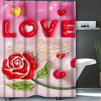 Valentine's Day Bathroom Deco 4 Pcs Shower Curtain Set Bathroom Sets Modern Home Bathroom Decor with Bath Mat U Shape and Toilet Lid Cover Mat and 12 Hooks Lightinthebox - thumbnail