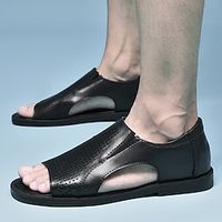 Men's Sandals Loafers  Slip-Ons Casual Classic Daily Office  Career PU Black Grey Black Spring Summer miniinthebox - thumbnail